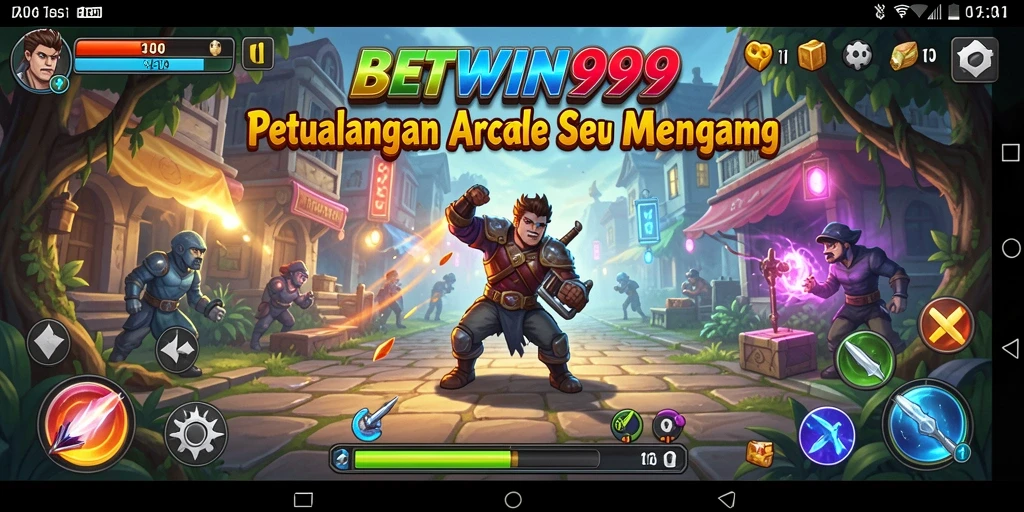 Tampilan gameplay BETWIN999 dengan karakter yang beraksi di level yang menarik.