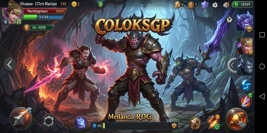 Tangkapan layar gameplay COLOKSGP dengan pertarungan epik dan karakter yang menakjubkan.