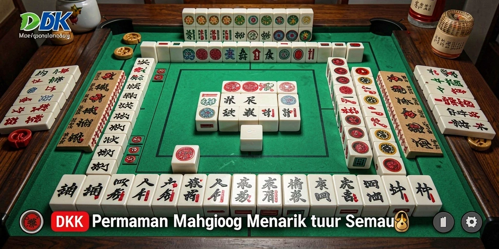Tampilan gameplay DKK yang seru dengan berbagai tantangan Mahjong.