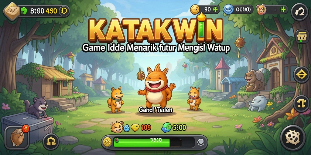 Tampilan gameplay KATAKWIN yang menarik dan penuh warna.