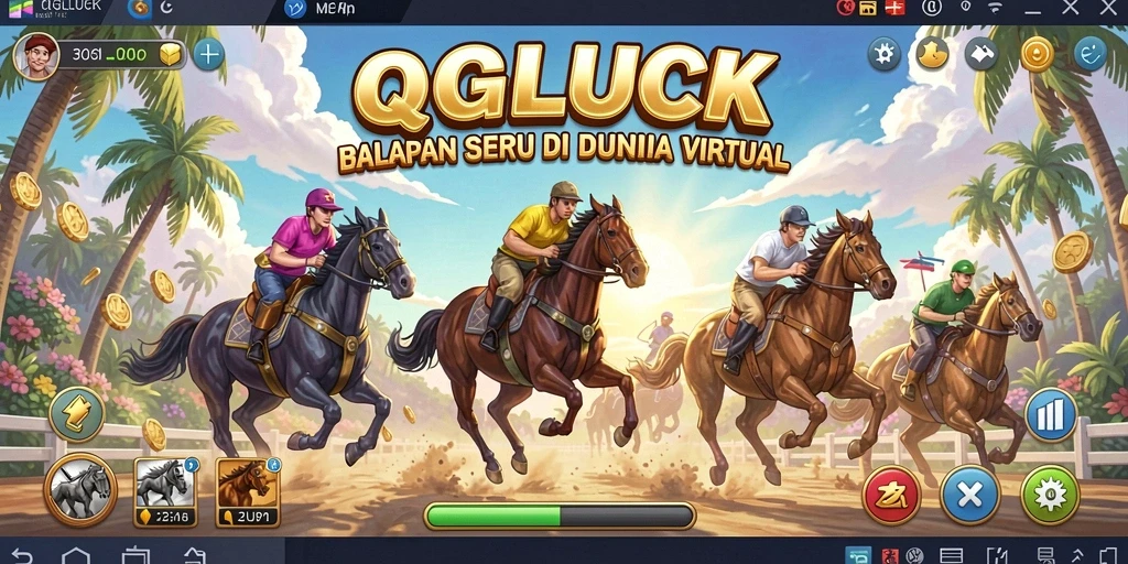Gameplay QGLUCK yang menampilkan balapan mobil seru.