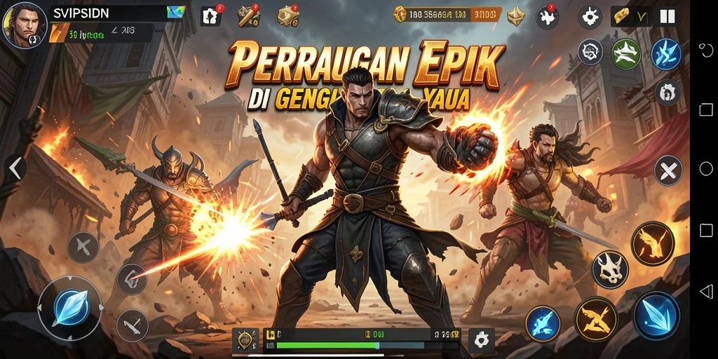 Screenshot gameplay SVIPSIDN menunjukkan aksi pertarungan yang mendebarkan.