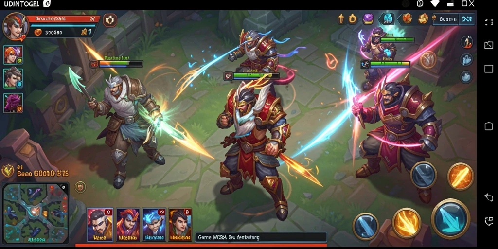 Tampilan gameplay MOBA yang menarik dalam UDINTOGEL.